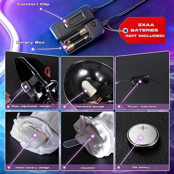 LED Mask Gloves Set Adult Teen Skeleton Glow Halloween Scary Light Up Costume - Picture 4 of 6